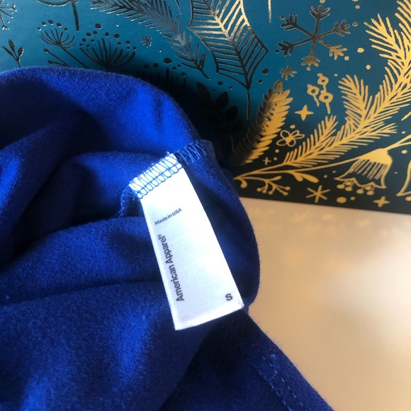 American Apparel Blue Turtleneck Crop Top - Picture 3 of 3